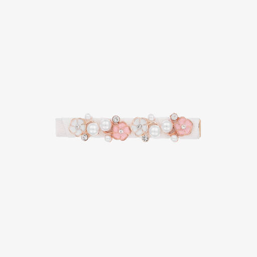 David Charles-Girls Ivory Flower Hair Clip (8cm) | Childrensalon