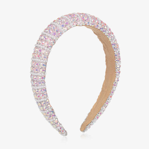 David Charles-Girls Pink Diamanté Padded Hairband | Childrensalon