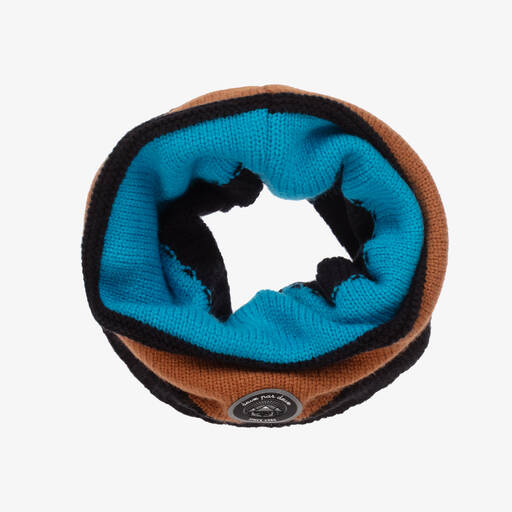 Deux par Deux-Blue & Brown Knitted Snood | Childrensalon