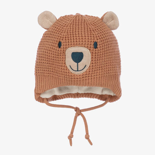 Deux par Deux-Brown Viscose Knit Bear Hat | Childrensalon