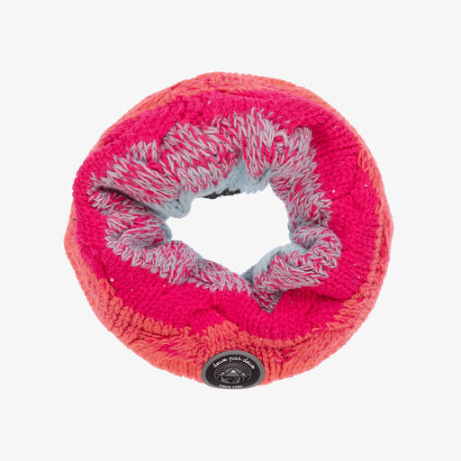 Deux par Deux-Girls Pink & Black Knitted Snood | Childrensalon