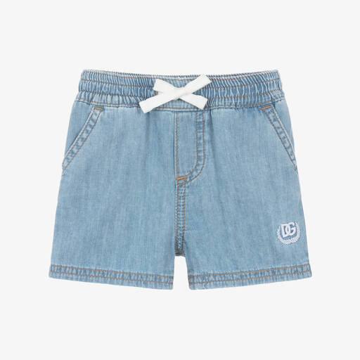 Dolce & Gabbana-Boys Blue Chambray DG Shorts | Childrensalon