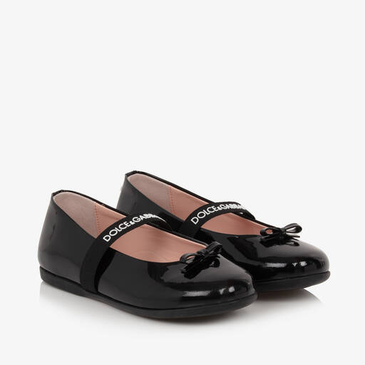 Dolce & Gabbana-Girls Black Patent Leather Pumps | Childrensalon