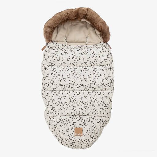 Elodie-Ivory Dalmatian Print Footmuff (90cm) | Childrensalon