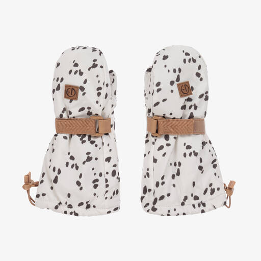 Elodie-Ivory Dalmation Print Mittens | Childrensalon