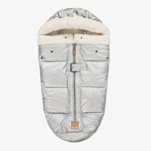 Elodie-Metallic Silver Padded Footmuff (90cm) | Childrensalon