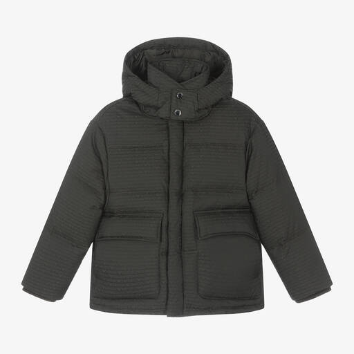 Emporio Armani-Boys Khaki Green Down Padded Jacket | Childrensalon