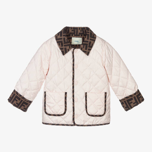 Fendi-Baby Girls Pink FF Jacket  | Childrensalon