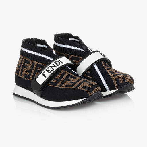 Fendi-Black FF Logo Trainers | Childrensalon