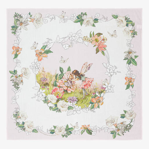 Flower Fairies™ by Childrensalon-White & Pink Cotton Swaddle (100cm) | Childrensalon