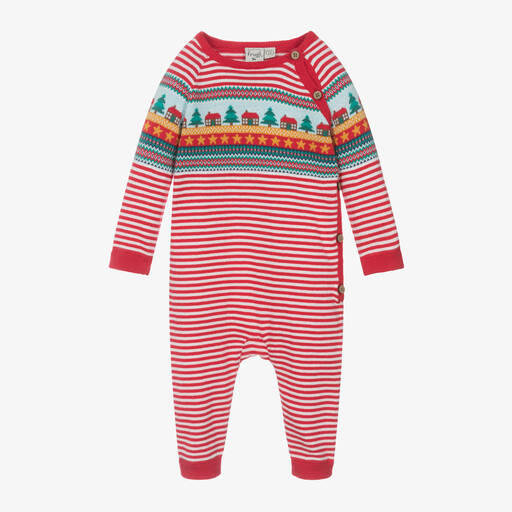 Frugi-Baby Boys Red Cotton Knit Romper | Childrensalon