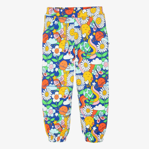 Frugi-Girls Blue Floral Organic Cotton Joggers | Childrensalon