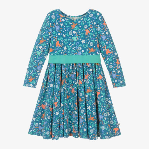 Frugi-Girls Blue Organic Cotton Dress | Childrensalon