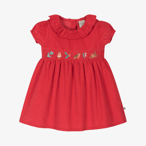 Frugi-Girls Red Corduroy Dress | Childrensalon