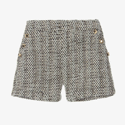 Fun & Fun-Girls Black & Ivory Tweed Shorts  | Childrensalon