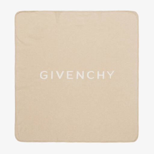 Givenchy-Beige Cotton & Cashmere Reversible Blanket (83cm) | Childrensalon