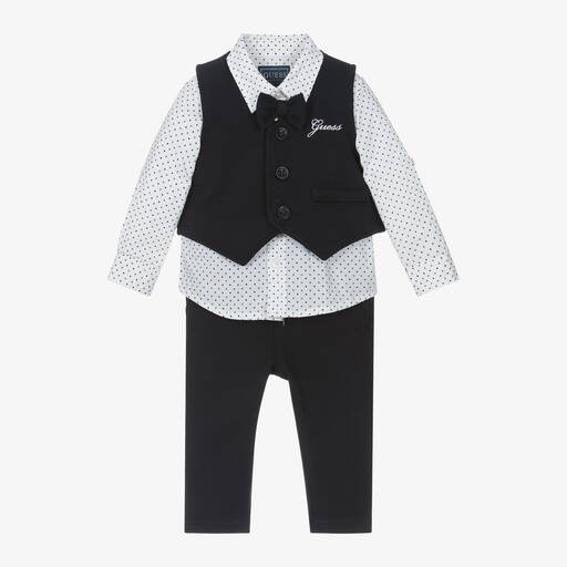 Guess-Baby Boys Blue Jersey Waistcoat Suit | Childrensalon