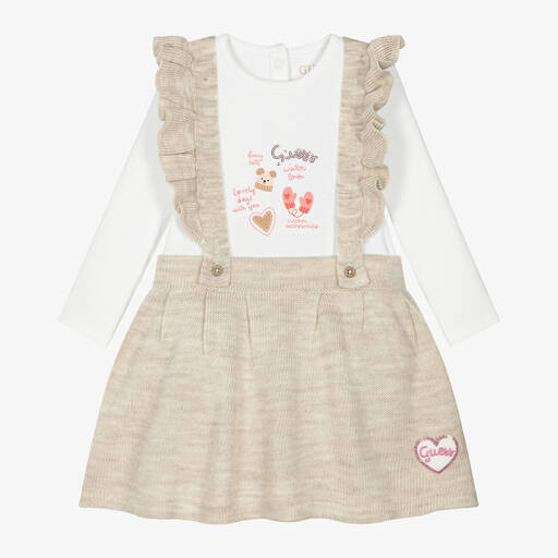 Guess-Baby Girls Ivory & Beige Skirt Set | Childrensalon