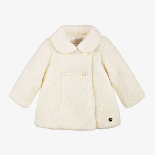 Guess-Baby Girls Ivory Sherpa Fleece Coat  | Childrensalon