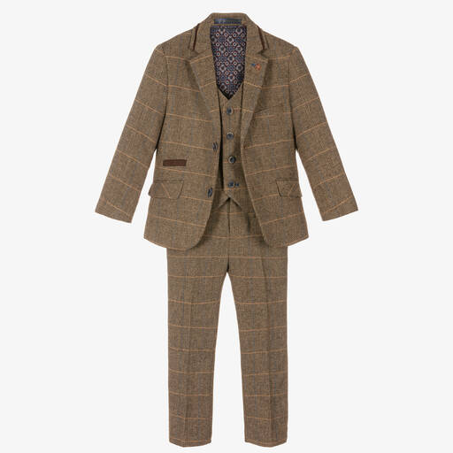 House of Cavani-Boys Brown Tweed Albert Suit | Childrensalon