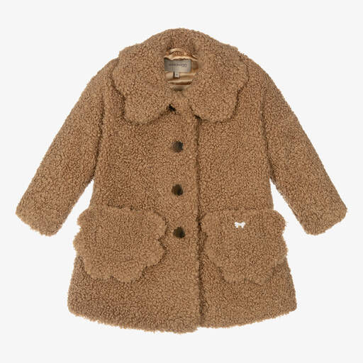 Hucklebones London-Girls Brown Bouclé Coat | Childrensalon