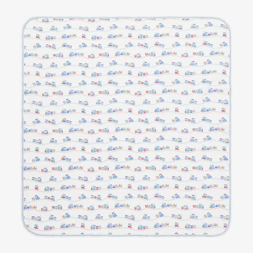 Kissy Kissy-Boys White Cotton Rambling Railroad Blanket (73cm) | Childrensalon