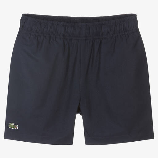 Lacoste-Boys Navy Blue Crocodile Sports Shorts | Childrensalon