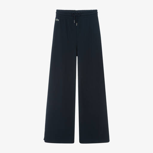 Lacoste-Girls Blue Cotton Wide Leg Joggers | Childrensalon