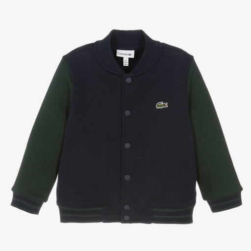 Lacoste-Navy Blue Cotton Jersey Varisty Jacket | Childrensalon