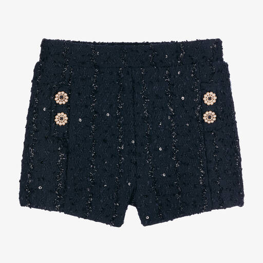 Le Chic-Girls Navy Blue Sequinned Shorts | Childrensalon