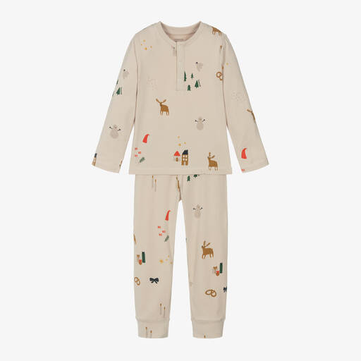 Liewood-Beige Cotton Christmas Pyjamas | Childrensalon