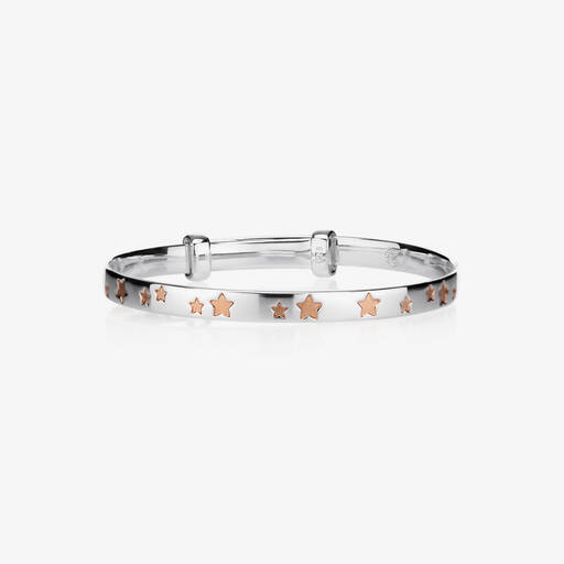 Little Star-Sterling Silver & Rose Gold Star Bangle | Childrensalon