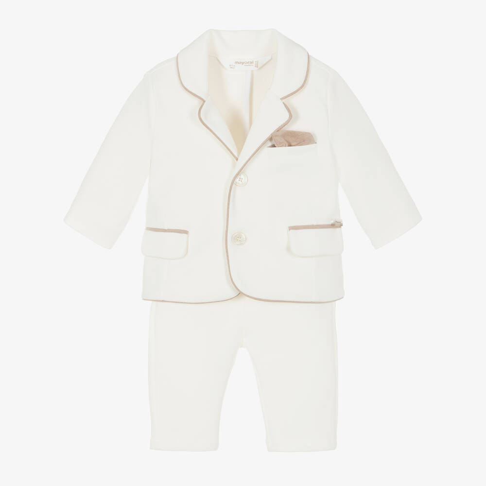 Mayoral Newborn - Baby Boys Ivory Cotton Suit | Childrensalon