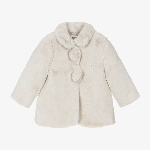 Mayoral Newborn-Baby Girls Beige Faux Fur Coat | Childrensalon