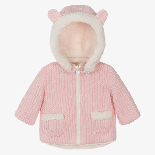 Mayoral Newborn-Baby Girls Pink & Ivory Reversible Pram Coat | Childrensalon