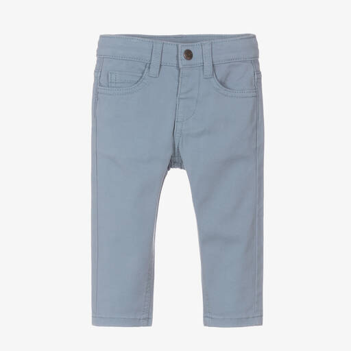 Mayoral-Boys Blue Slim Fit Cotton Trousers | Childrensalon