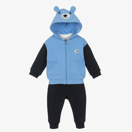 Mayoral-Boys Blue & White Cotton Bear Tracksuit | Childrensalon