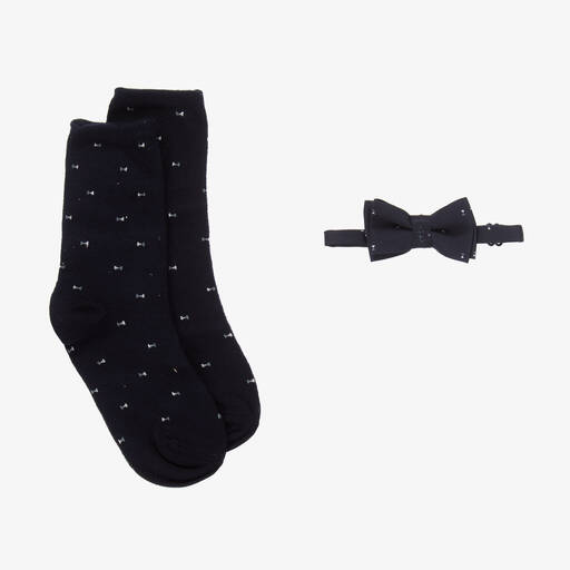 Mayoral-Boys Navy Blue Bow Tie & Sock Set | Childrensalon