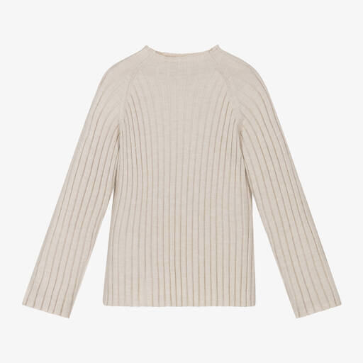 Mayoral-Girls Beige Turtle Neck Top | Childrensalon