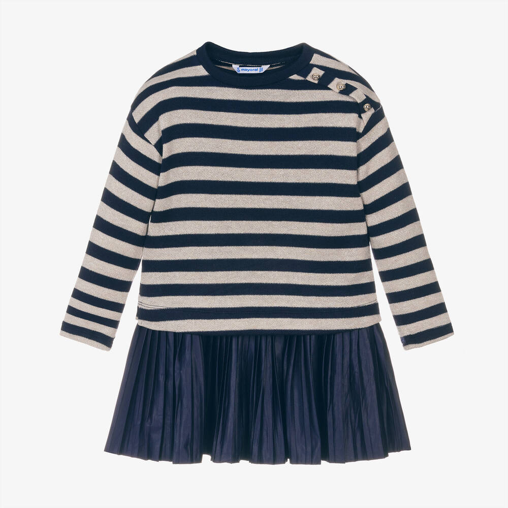 Mayoral - Girls Blue Striped Dress Set | Childrensalon