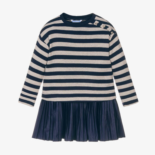 Mayoral-Girls Blue Striped Dress Set | Childrensalon