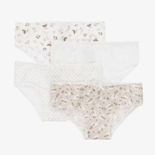 Mayoral-Girls Ivory Cotton Knickers (4 Pack) | Childrensalon