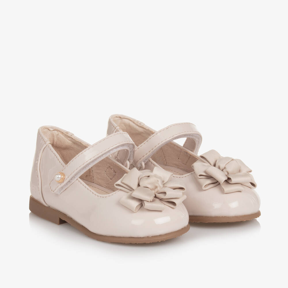 Mayoral - Girls Ivory Faux Patent Leather Shoes | Childrensalon