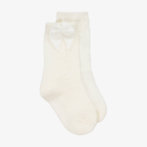 Mayoral-Girls Ivory Knitted Socks  | Childrensalon