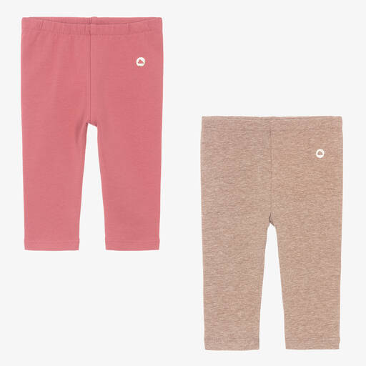 Mayoral-Girls Pink & Beige Cotton Leggings (2 Pack) | Childrensalon