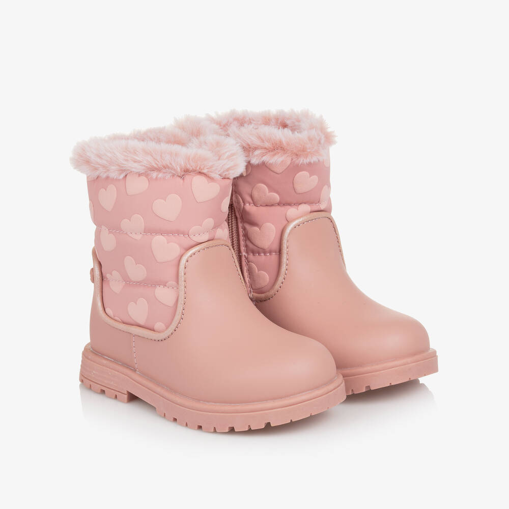 Mayoral - Girls Pink Heart Snow Boots | Childrensalon