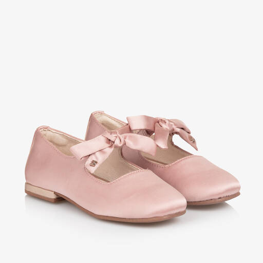 Mayoral-Girls Pink Satin Bow Shoes | Childrensalon