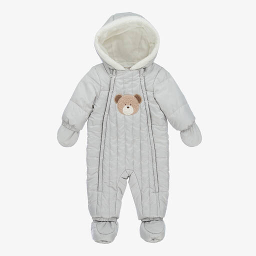 Mayoral-Grey Padded Baby Snowsuit | Childrensalon