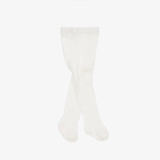 Mayoral Newborn-Ivory Cotton Ribbed Baby Tights | Childrensalon