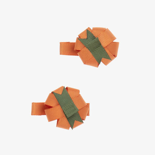 Milledeux-Girls Orange Pumpkin Hair Clips (2 pack) | Childrensalon